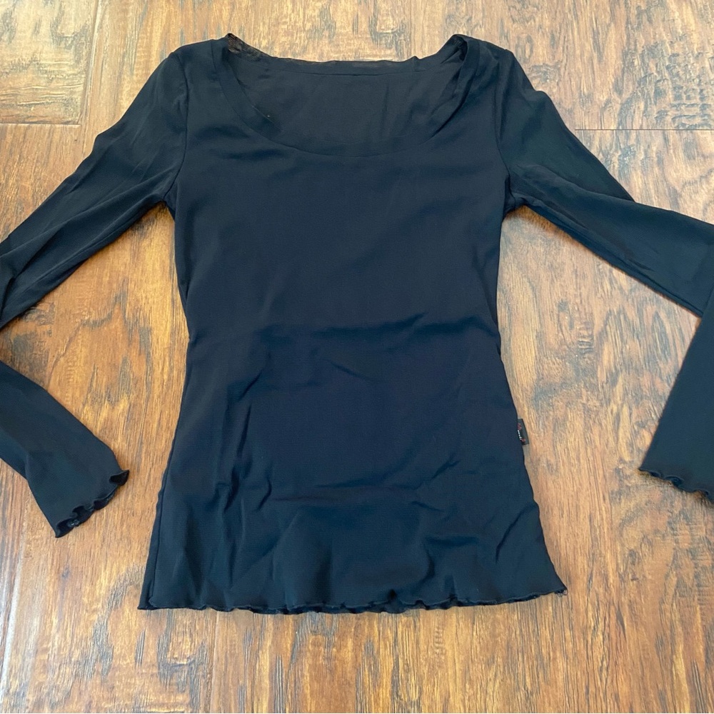 Vintage 90s y2k black meshy long sleeve top
